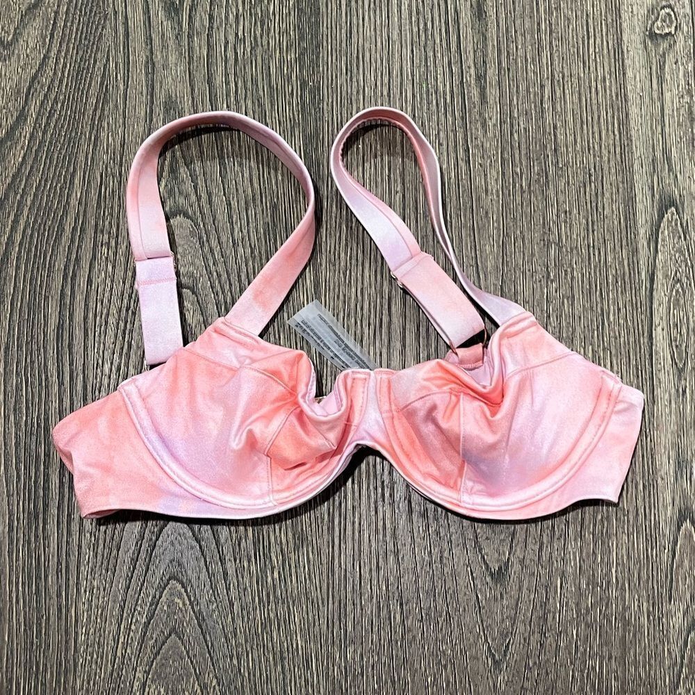 NWOT Victoria’s Secret Swim Bikini Bra Underwire Unpadded Tie Dye Pink Size 32B